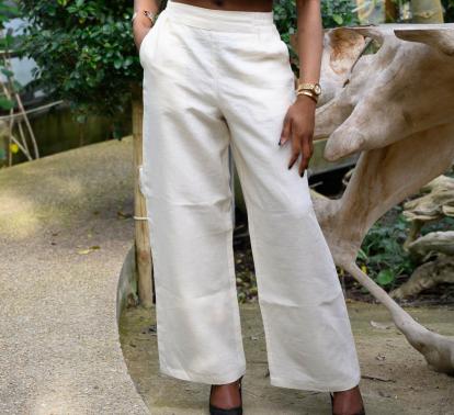 Pantalon En Lin Beige